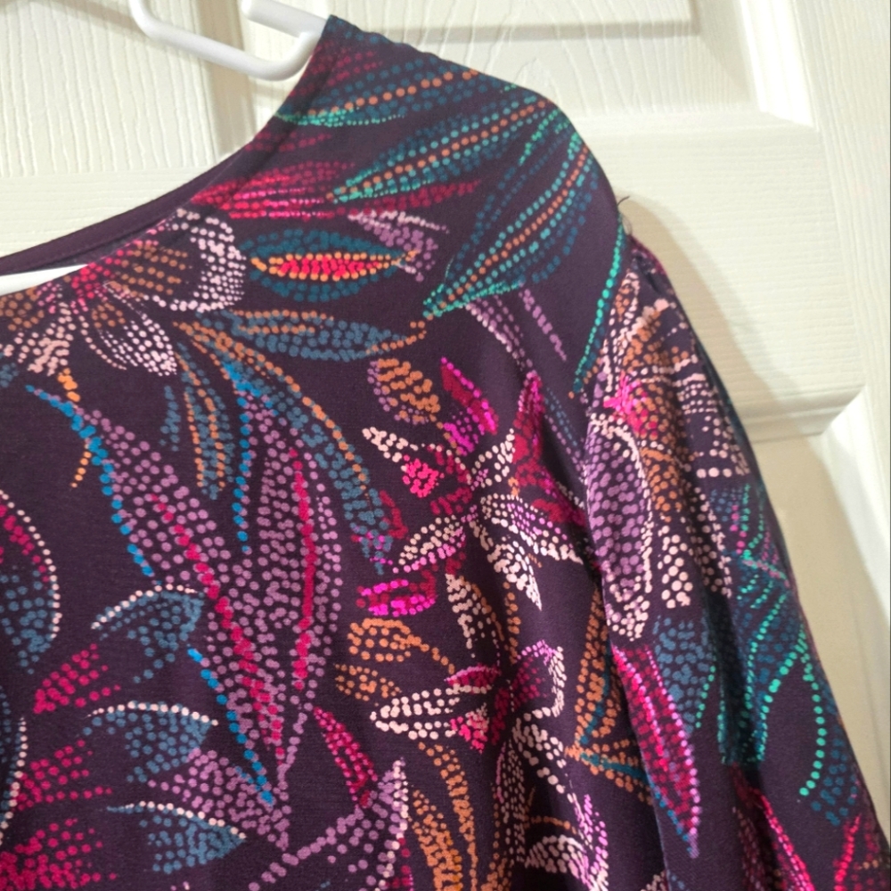 NWT Johnny Was Alicante Tunic Silk Shift Dress, Tropical Print, Ruffle Hem, XL. - Picture 7 of 16